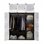 Suur modulaarne riidekapp raamaturiiul 12x garderoobikapp mahukas kaasaegne must