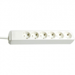 Pikendusjuhe 1,5m 6-pesa valge, H05VV-F 3G1,5mm&sup2;