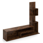 Costway telerikapp puidust raamaturiiuliga telerialus kuni 50" teleritele 144,5 x 29,5 x 121 cm pruun