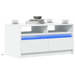 kohvilaud，tugitoolilaud，diivanilaud LED-tuledega, valge, tehispuit CFE164528