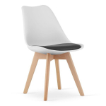 Toolikomplekt, must-valge, puidust jalad, 4 tk