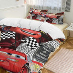 V984 Autod 3-Osaline Voodipesu Komplekt1 Tekkkate +2 Padjap&uuml;&uuml;rid Lastele Poiste T&uuml;drukute T&auml;iskasvanute Koomiksi Soe Armas Moepuhkuse Kingitus Kingitus Hn984_200x200cm 78x78in