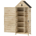 Outsunny puidust aiamajake, veekindel t&ouml;&ouml;riistakuur asfaltkattega, hoiuuks 80 x 49 x 170 cm, ilmastikukindel t&ouml;&ouml;riistakuur, t&ouml;&ouml;riistakuur aeda, terrassile, naturaalne puit, Natūrali mediena