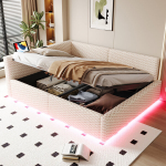Pehmete voodiraam, LED, USB-C, 140x200 cm, 1 tk