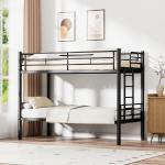 Kahekihiline voodi lastele, 90x200 cm, metall, must, 1 tk