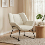 Accent-tugitool 71x73x81 cm valge sherpa-fliis polsterdus