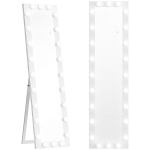 Seisev vannitoapeegel LED-valgustusega 150 x 40 cm, valge