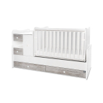 Muudetav lastevoodi Lorelli MiniMAX New, 60x120/72x190 cm, valge/hallika puidu tooniga