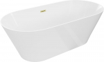 Mexen Luna Slim vaba seisev vann 170 x 75 cm, valge, &uuml;levool kuldne harjatud - 52041707500-55