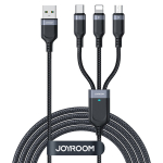 Joyroom Laidas S-A18 3in1 3.5A USB-A - Lightning+USB-C+MicroUSB 1.2m juodas