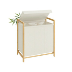 Pesukorv 65x40x78 cm Valge Bambus