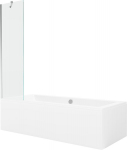 Mexen Cube ristk&uuml;likukujuline vann 180 x 80 cm koos korpuse ja 1-ukselise du&scaron;iseinaga 50 cm, l&auml;bipaistev, kroom, 180 x 80 cm