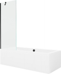 Mexen Cube ristk&uuml;likukujuline vann 180 x 80 cm koos korpuse ja 1-osalise paravanniga 70 cm, l&auml;bipaistev, must, 180 x 80 cm