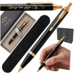 Parker Im Black graveeringuga pliiats, kuldsed detailid, kinkekomplekt