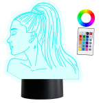 Xl 3d Led lamp Ariana Grande, 16 v&auml;rvi, puldiga