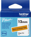 Laserprinteri kassett Brother Btag teip BTAG-T31, 1,2cm x 4m, must oranžil, k&uuml;lmakindel