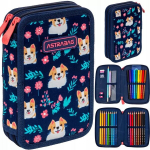 Kahepoolne koolipliiatsikott t&ouml;&ouml;riistadega "corgi koer"