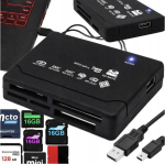 &bdquo;DataLink Pro E378&ldquo; universaalne micro SD/USB/USB‑C m&auml;lukaardi lugeja juhtmega, Must