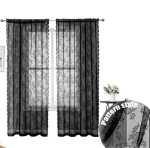 Kardin Floral, 150x250 cm, must