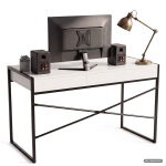 Arvutilaud Elonis, 123x48x80,5 cm, valge/must