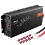 3000&nbsp;W modifikuotos sinusoidės keitiklis 12&nbsp;V į 230&nbsp;V su LCD ekranu, 3 AC lizdais, USB ir Type‑C jungtimis