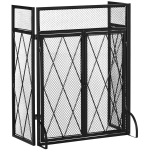 Kamina kaitsekraan, kolmeosaline kokkuklapitav, uksega, metallist, must, 118,5 x 79 cm