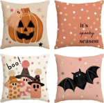 Dekoratiivsed Padjap&uuml;&uuml;rid Halloween 50x50 cm Roosa Komplekt 4 tk