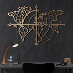 Asir rippuv dekoratsioon World Map Compass Gold, 65 cm