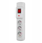 Kaitsev elektrilint 3 pistikupesaga, 1,5m, hall
