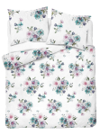 Flanellist voodipesu 220x200 v&auml;rviliste lilledega heledal taustal