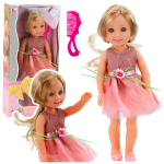 Nukk kleidis ja pikkade juustega roosa 38cm - Leantoys - Leantoys