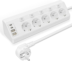 BKL-505 EU nutikas pikendusjuhe, kiirlaadimine, valge, USB-C, 5 pistikupesa, 2m