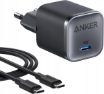 Anker Nano 45 W USB-C v&otilde;rgulaadija, PPS, GaN, USB-C kaabel 1,8 m &ndash; must