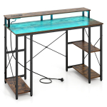 Costway arvutilaud LED-valgustuse, pistikupesade ja monitorialusega, 120 x 50 x 87 cm, pruun