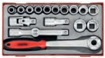 Pistikupesad 1/2'' 18 tk. seadnud Teng Tools