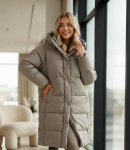 Pikk, lihtne, tikitud, kapuutsiga oversize-suuruses suletakk KACZY PUCH, One Size