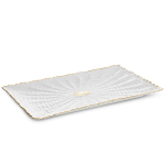 Piklik keraamiline dekoratiivvaagen 32 &times; 19 &times; 3 cm kreemikas kuldse viimistlusega &ndash; GAIA, 32 x 19 x 3 cm