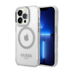 GUESS k&otilde;va &uuml;mbris iPhone 14 Pro 6.1 jaoks, MagSafe'i jaoks, metallkontuur, h&otilde;bedane