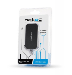 Koncentrator (hub) - NATEC - NHU-0647 - 4 USB 2.0 porti - Must - Toide USB kaudu
