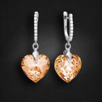 Naiste h&otilde;bedased k&otilde;rvar&otilde;ngad DiamondSky "Romantic Heart III R (Colorado Topaz)" Swarovski kristallidega