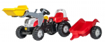 Pedaalidega pealeistutav traktor haagise ja kopaga Rolly Toys RollyKid Steyr 6165 CVT, punane