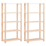 vidaXL 5-korruselised hoiuriiulid, 2 tk 80x38x170 cm m&auml;nnipuit 250 kg