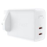 Acefast A32 PD 50W Gan (USB-C+USB-C) kahe pordiga laadija (Suurbritannia) valge