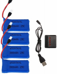 4 tk 25C 3.7V 380mAh drooni akud koos 1tk laadijaga HUBSAN X4 H107 H107L H107C H107D V252 JXD 385 RC jaoks.