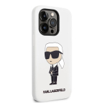 Karl Lagerfeld KLHCP14LSNIKBCH iPhone 14 Pro 6,1 valge/valge silikoonist Ikonik deksel