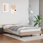 vidaXL voodiraam peatsiga, cappuccino, 140x190 cm, kunstnahk