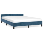 vidaXL voodiraam peatsiga, tumesinine, 140x190 cm, samet