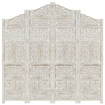 vidaXL 4 paneeliga sirm, valge, 160 x 165 cm, toekas mangopuit