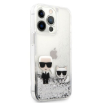 Karl Lagerfeld iPhone 13 Pro Max 6.7'' jaoks KLHCP13XGKCS h&otilde;bedane k&otilde;va &uuml;mbris Liquid Glitter Karl-Choupette