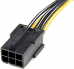 Toiteadapterkaabel - STARTECH - PCI Express - 6-pinnist 8-pinni - 15 cm - Kollane